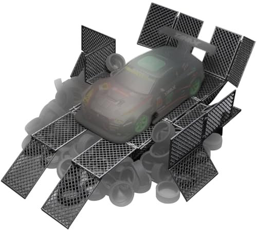 Funwetrike Grille d'affichage de voiture télécommandée avec clips, panneaux de grille pour garage diorama 1:64/1:43/1:32 (30 panneaux, 60 clips)