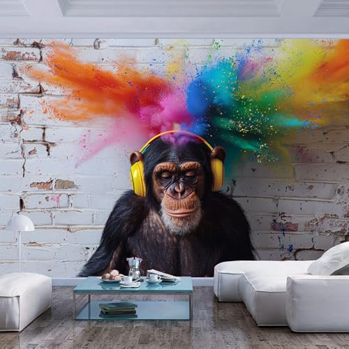 JIAOQSS Papier Peint Mural 3D Panoramique Murale Briques de gorilles colorées à l'aquarelle Papier Autocollant Cuisine Lavable Autocollants Décoratifs Salon Chambre Murale