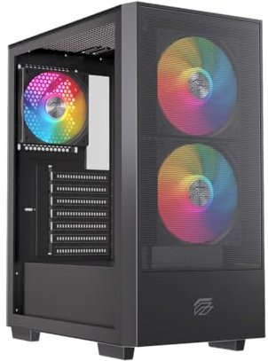Einarex Pulse P100 RGB Caja de PC para Gaming, Soporte para 6 Ventiladores de 120mm, Refrigeración Líquida hasta 360mm, Panel Lateral de Vidrio (RGB Negro)
