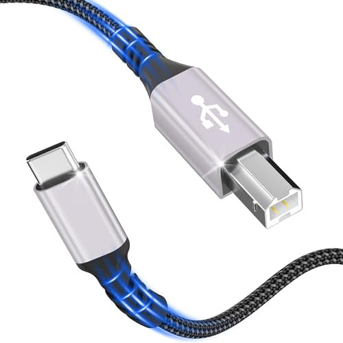Cavo per stampante,stampante USB C,cavo per stampante USB C a USB B da 0,3M,cavo MIDI USBC intrecciato in nylon,compatibile con MacBook Pro/Air,iMac,Matebook,Dell XPS,HP,Epson,Canon,Brother,Lexmark