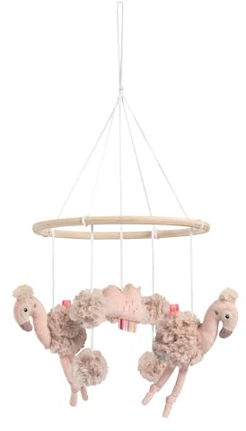 Fehn Holz-Mobile Flamingo mit Stoff-Figuren für Babys | Beruhigt & beschäftigt Babys mit sanft beweglichen Figuren – optimal zum Beobachten über Wickeltisch oder Babybett
