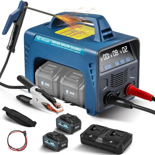 Soldador Inalámbrico De Electrodo 160A – Máquina De Soldadura MMA ARC A Batería con Pantalla LED, 2 Baterías, Inversor IGBT Digital, Arranque Rápido & Anti-Stick, para Reparaciones Metálicas