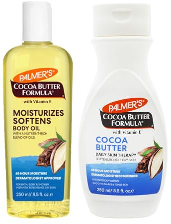 Palmer’s Cocoa Butter Formula Body Lotion & Moisturizing Oil Bundle, 2 x 250ml | Deep Hydration & Nourishment | For Dry, Rough, Sensitive Skin | Non-Greasy, Fast Absorbing