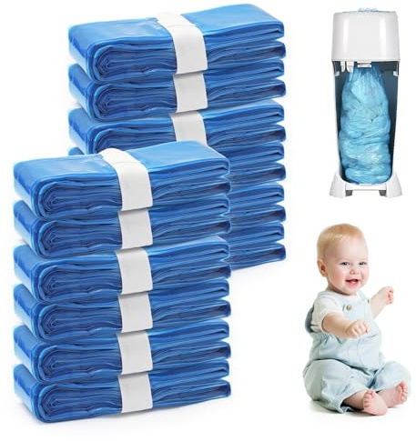 12 Pack Nappy Bin Refill, 4.5m Diaper Pail Disposal Bags Odour-Free Nappy Bin Liners Compatible with Tommee Tippee, Angelcare, Diaper Genie, Twist & Click for Nursery and Travel