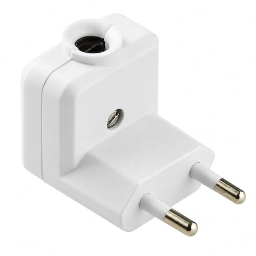 WEBMATEL Clavija Enchufe Trasmueble Acodado | Enchufe Bipolar Macho Angular | Clavija Salida Cable Lateral | 10A | 250V | IP20 | 2300W | IK06 | Blanco |