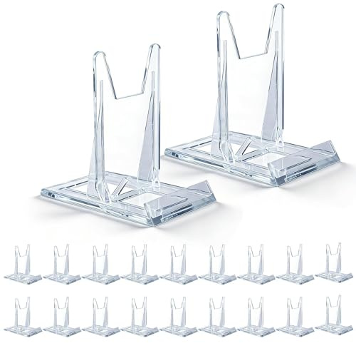 20 Pièces Support de Présentation Réglables, Supports de Plaque Affichage en Plastique Transparent, porte-assiettes décoratifs, présentoirs transparents pour livres cadres photo CD objets décoratifs