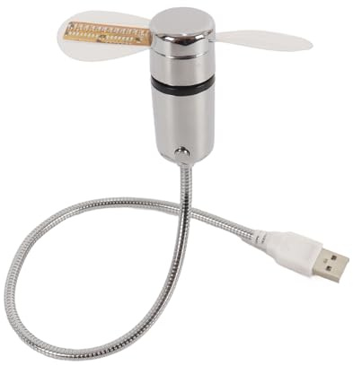 Ludom Small Time Temperature Display Clock Fan Mini Cooling Flashing Fan USB Powered Clock Real Time Display