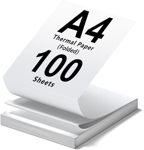 (100 Blatt) Thermopapier A4, Schnelltrocknendes Thermodrucker Papier A4, 210 x 297mm Kompatibel mit den Meisten Thermodruckern,BPA-freiThermodrucker Papier für Dokumente, Webseiten & Fotos