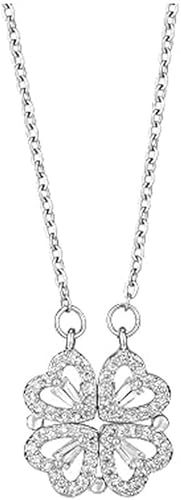 TTPSRY Collier Femme Chaine Argent Pendentif Trèfle à Quatre Feuilles Bijoux Élégant Cadeau Anniversaire Fête des Mères Saint Valentin Noël Accessoire Mode