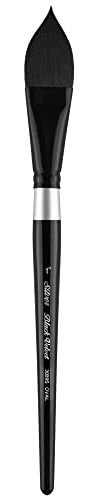 Silver Brush Limited 3009S-1in Black Velvet Professional Oval Wash Paint Brush, Natural Squirrel Hair and Synthetic Mix Blend Filament Watercolour Brush, Size 1 Inch, Short Handle
