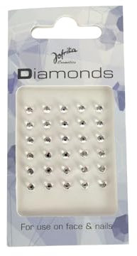 Jofrika Schmucksteine für Gesicht und Körper Selbstklebende Strasssteine 30 Stück Silber 2mm