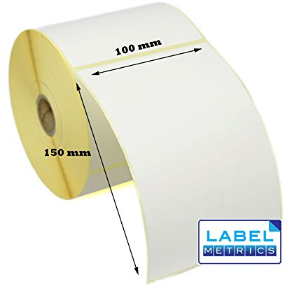 Label Metrics Thermo-Etiketten, 150 mm, Weiß, 100 Stück – Zebra GK420D, GX420D, GK420T – 50 Rollen à 12.500 Etiketten