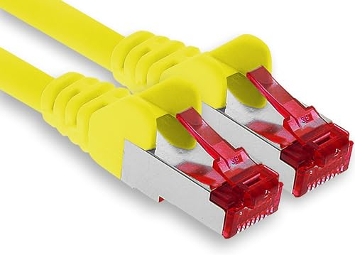 1aTTack.de - 1x 5m câble patch CAT6 S/FTP PIMF blindage câble réseau CAT.6 RJ45 câble Ethernet routeur LAN DSL commutateur modem panneau de brassage - jaune - 1 pièce