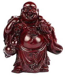 lachineuse - Traditionelle lachende Buddha-Statue, 18 cm, Farbe: Rot, Feng Shui-Dekoration, chinesisches Zen-Deko, für Wohnzimmer, Büro, Geschenkidee China, Glücksbringer