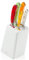 Brandani 54966 MDF bianco blocco portacoltelli con 5 ASS. Colorato in acciaio INOX Kni, multicolore