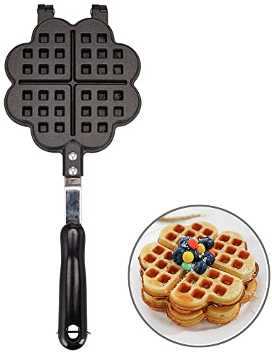 TAMUME Cuisinière d'aluminium gaufrier Belge Coeur Waffle Maker -4 Heart-Shaped Slice