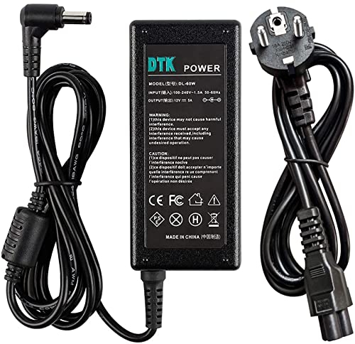 DTK 12V 5A 60W Cargador, Fuente de alimentación AC para Monitor de Pantalla LCD TFT, Tiras LED, Freebox V5, HD y V6, NAS, Discos Duros Externos