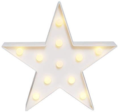 GUOCHENG Lovely Star LED Night Light Battery Operated LED Marquee Sign Decorative Table Lamps for Baby Children Bedroom Nursery Christmas Birthday Party(White)
