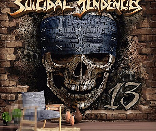 Yosot Benutzerdefinierte Tapete Retro Art 3D-Brick Wall Skull Head Rock Fresco Bar Ktv Cafe Home Furnishings Wandbild 3D Tapete-200Cmx140Cm