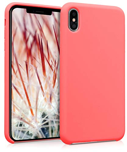 kwmobile Hülle kompatibel mit Apple iPhone XS Max Hülle - Silikon Handy Case - Handyhülle weiche Oberfläche - kabelloses Laden - Neon Koralle