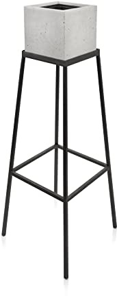 Beske-Manufaktur | Pulverbeschichteter Pflanzenständer inkl. Beton Pflanzentopf 'Kubik - M' (17x17x17) sowie Innentopf | Blumentopf | Handarbeit | Made in Germany