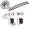 EUROART Lorenzo Internal Door Handle Sets - Latch Lock Bathroom Polished Chrome/Satin Nickel (Bathroom Pack)