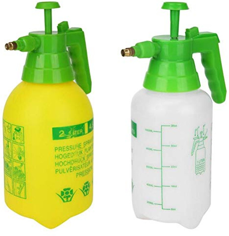 Oulensy 2L Gießkanne für Blumen und Pflanzen, Grüne Kunststoff-Flasche mit einstellbarer Messingdüse