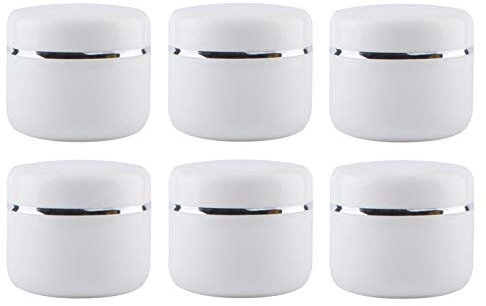 Xingzi Lot de 6 pots cosmétiques blancs 250 ml avec doublures et couvercles dôme en plastique vides rechargeables pour le visage, baume à lèvres, gommages et huiles