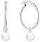 JO WISDOM Perlenohrringe Silber 925 15MM Creolen Hängend Ohrringe mit 10MM Weiß Perlen,Schmuck für Frauen