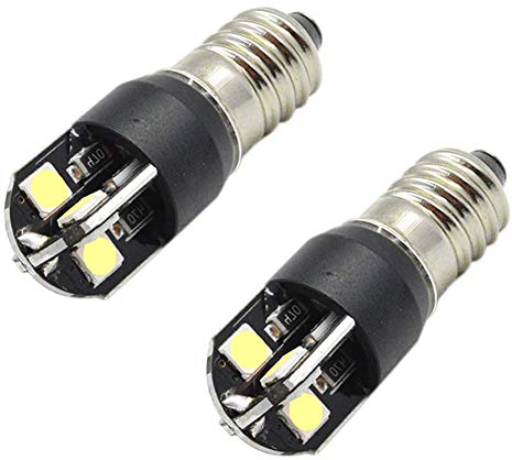 Ruiandsion 2 Stück E10 Base LED Lampen 3030 8SMD LED Lampen 6V Weiß Ersetzen Sie Taschenlampen-Taschenlampen