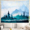 Shrahala Wasserfarben-Wandteppich, blau, Reise-Aquarell-Birge, Skizzengemälde, Farbe Himmel, Wandbehang, groß, psychedelische Wandteppich, Dekorationen, Schlafzimmer, Wohnzimmer (150 x 210 cm, Berg)