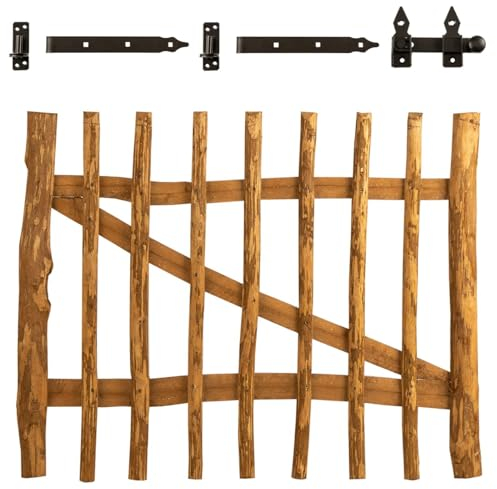 BooGardi Gartentor Holz imprägniert in 14 Größen · 150 cm hoch · 100 cm breit · 3·5 cm Lattenabstand · Haselnuss Bauerntor/Zauntor für Staketenzaun