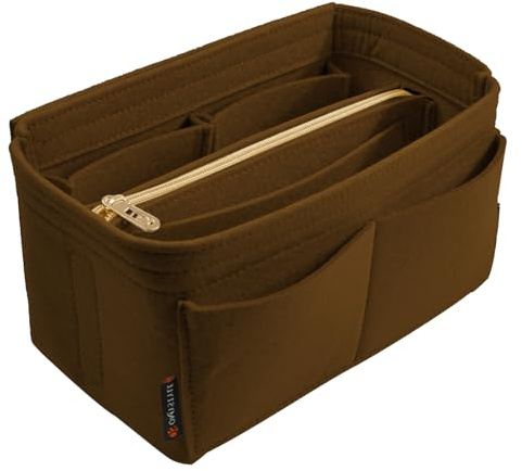 OMYSTYLE Purse Organizer Insert, Felt Tote Bag Organizer Insert with 5 Sizes, Handbag Dividers for Inside Purse, Compatible with Longchamp, Neverful, Speedy and More, Dark Brown, Reg XL