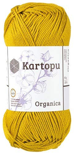 Kartopu Organica 50gr Knaul- Baumwollgarn, – Häkelgarn aus feinster ägyptische Baumwolle (Grundpreis 4,90 für 100gr) (1358 curry)