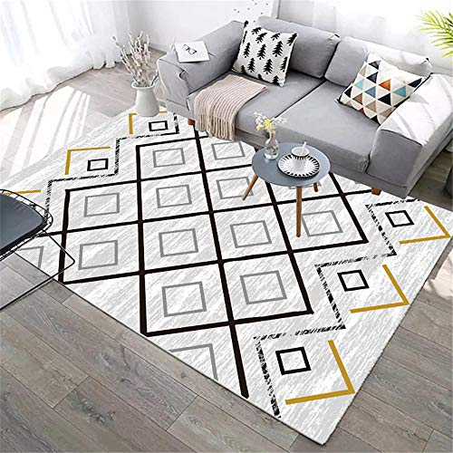 Spiel Teppiche grau Teppich graues Quadrat geometrisches Muster weicher Wohnzimmerteppich rutschfest Teppich Mit Muster 60 x 90 cm Kinder Teppich 1ft 11.6''X2ft 11.4''