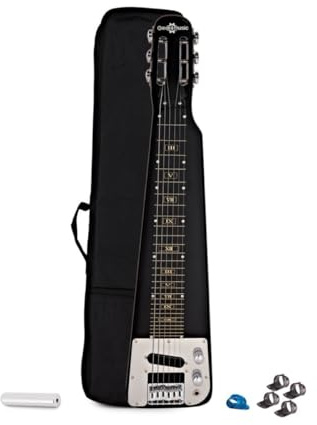 Lap Steel Gitarre mit Tonebar-Slide, Daumen- und Fingerplektren und Tasche - Elektrische Slide Gitarren von Gear4music - Schwarz