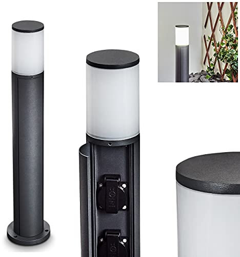 LED Außenwegeleuchte Home, moderne Außenlampe aus Metall/Kunststoff in Anthrazit/Weiß, LED Gartenlampe mit 2 Steckdosen, 1 x 13 Watt, Lichtstrom: 960 Lumen, Lichtfarbe: 4000 Kelvin, IP 54