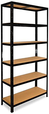 shelfplaza® 200x90x30cm Schwerlastregal Schwarz/Metallregal 6 Böden à 145kg Tragkraft/Lagerregal Regal Keller Haushaltsregal/Metall Regal Stehend