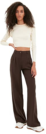TRENDYOL Damen Braune Geräumige Hose Pants, Braun, 34 EU