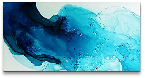 Paul Sinus Leinwandbild 120x60cm Fließende blaue Farbe Wasserfarben Kunstvoll Dekorativ