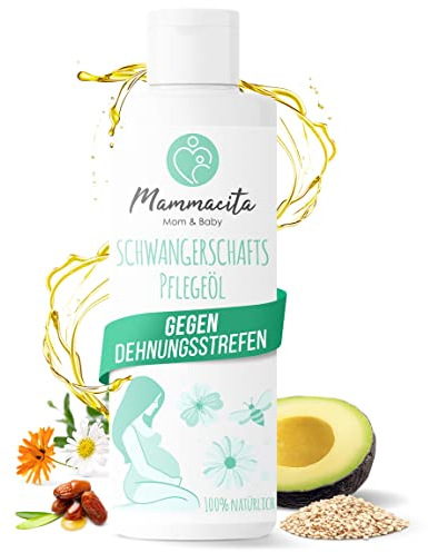 MAMMACITA Dehnungsstreifen entfernen Schwangerschaftsöl 125ml für Bauch, Beine, Brust. Veganes Öl gegen Dehnungsstreifen Schwangerschaft & Schwangerschaftsstreifen. Auch als Dammmassageöl Narbenöl