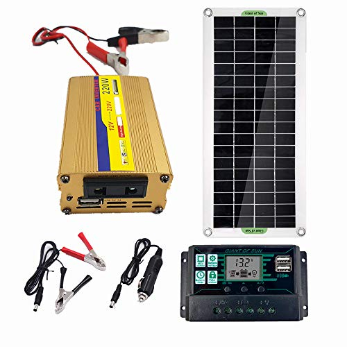 XINRISHENG Sistema de energía Solar 220V 30W Controlador 60A Panel Solar Batería Cargador de batería 220W Kit USB Complete Inicio Completa
