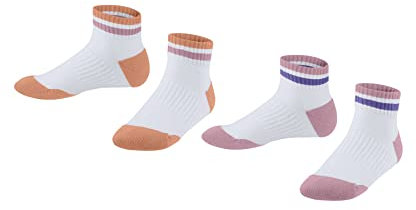 ESPRIT Unisex Kinder Sneakersocken Active Tennis 2-Pack K SN Baumwolle dünn atmungsaktiv kurz 2 Paar, Mehrfarbig (Sortiment 0010), 23-26