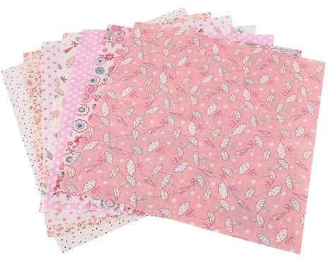 Paquets de Tissus de Couture en Coton, Lot de 7 carrés de Tissu de Coton à Fleurs Roses pour la Couture de Feuilles de Bricolage prédécoupées pour Le Patchwork Artisanal(25 * 25cm)