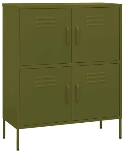 vidaXL Storage Cabinet Olive Green 80x35x101.5 cm Steel