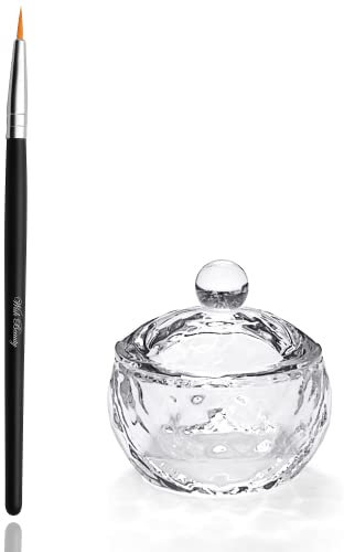 Glamified, glam Crystal Clear Acrylic Liquid Powder Glass Dappen Dish Glass Tint Lash Brush + Round Dappen Mixing Dish | Eyelash Eyebrow Tinting Tint (Tint Brush + Round Dappen Dish)