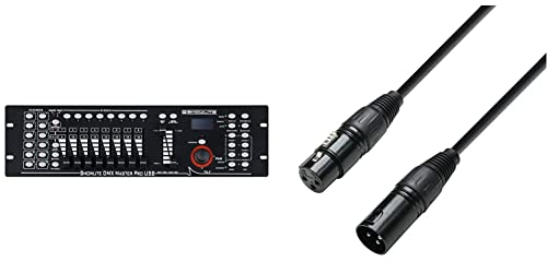 Showlite Master Pro 192 Kanal DMX Controller (max. 240 Szenespeicher, Midi-Input: 5-pol Standard Interface) & Adam Hall Cables K3DMF1000 DMX Kabel XLR male auf XLR female 10m