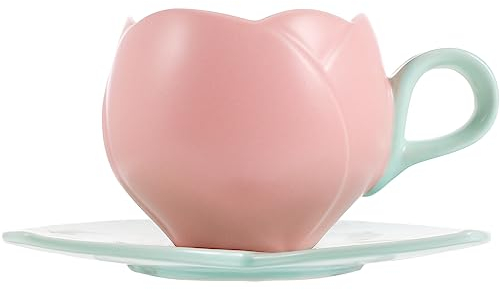 Luxshiny 1 Juego Taza De Café Taza De Leche De Flores Cosas Lindas Taza De Cafe De Ceramica Tazas De Café De Porcelana Taza De Tulipán Taza De Desayuno Ranura Multifunción Placa Cerámica 3D
