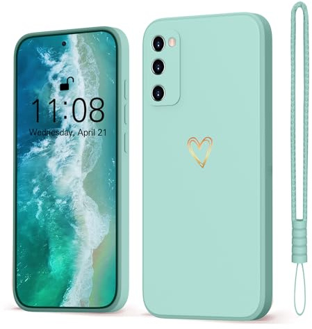 Mitetabo für Samsung Galaxy S20 FE Hülle,Handyhülle Samsung Galaxy S20 FE 4G/5G Gold Liebesherz Mädchen Case Weich Silikon Slim Stoßfest Kratzfeste Süßes Gold Love Schutzhülle für S20 FE MintGrün