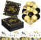 Idota Servietten Happy Birthday, 33x33cm Servietten Geburtstag Schwarz Gold Geburtstag Party Deko Kit - 40 Stück Geburtstagsservietten +18 Stück Luftballons Schwarz Gold + Happy Birthday Konfetti